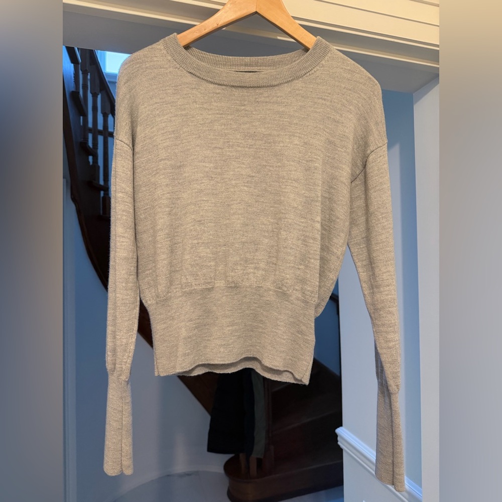 Cynthia Rowley Light Gray Merino Crewneck Sweater